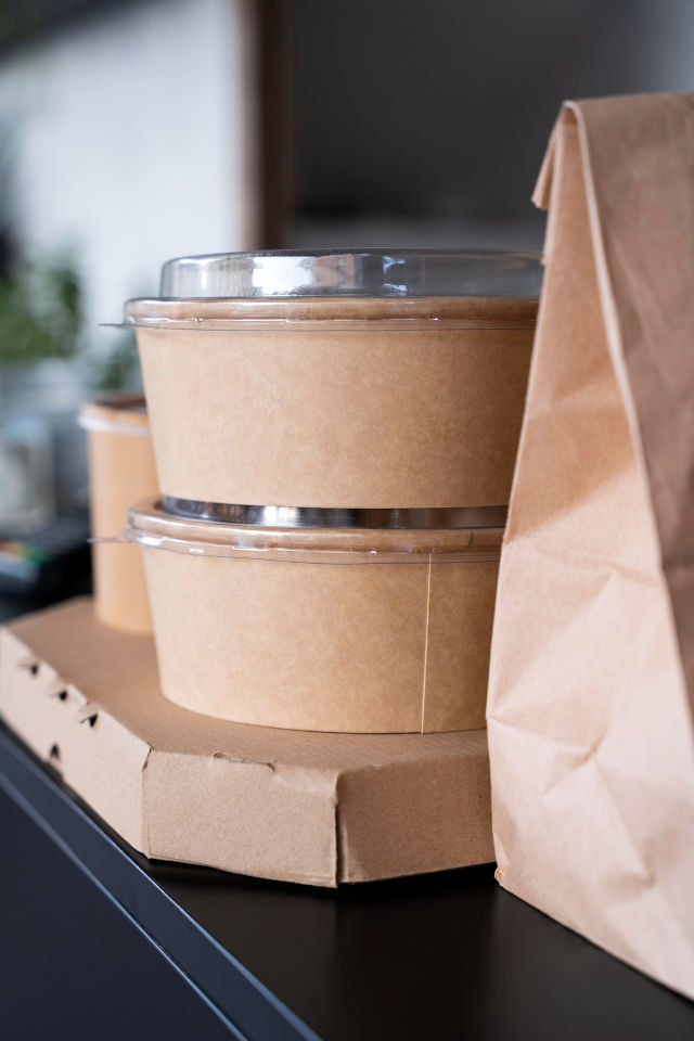 Contenants à soupe en papier éco-responsables et biodégradables pour emballage de restauration