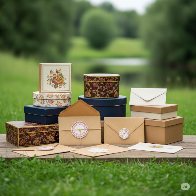 Variété de boîtes d'emballage en papier kraft