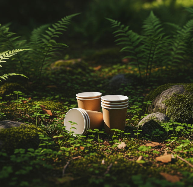 Gobelets en carton dans la nature