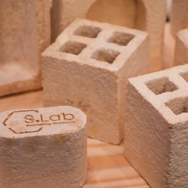 Close-up of sustainable mycelium packaging materials. (preview)